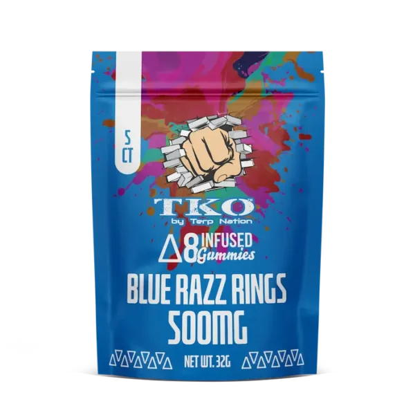 TKO Delta-8 Infused Gummies Blue Razz Rings