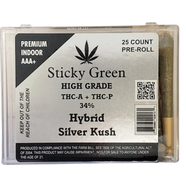Sticky Green pre-roll Silver Kush Hybrid